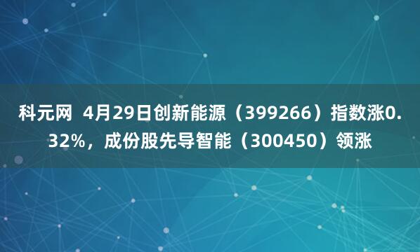 科元网  4月29日创新能源（399266）指数涨0.32%，成份股先导智能（300450）领涨